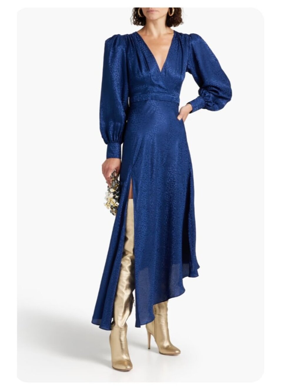 Rony Kobo Estelle Asymmetric Satin-jacquard Midi Dress